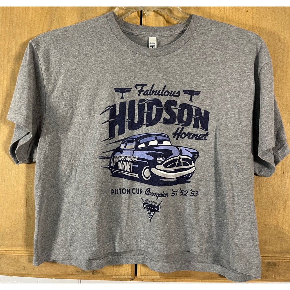 Next Level T Shirt Womens XL Gray Disney Cars Fabulous Hudson Hornet Crop Tee